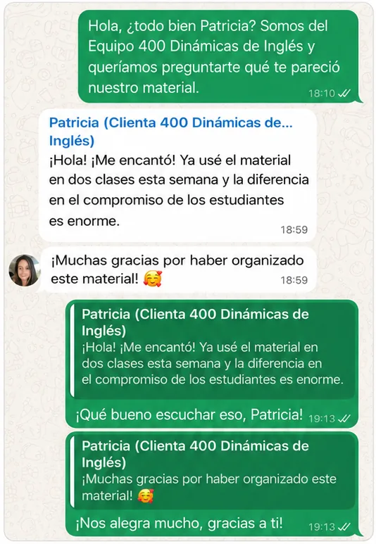 Testimonio de Patricia por WhatsApp