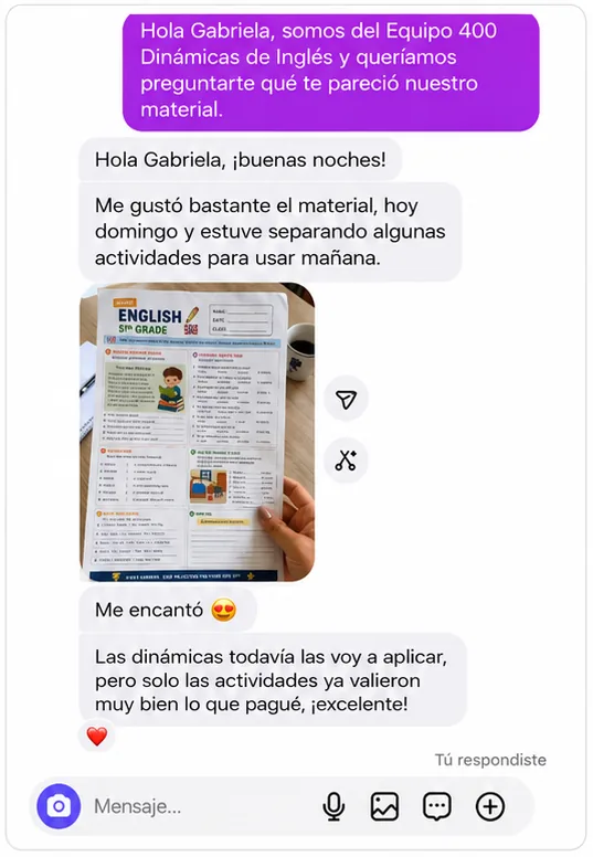 Testimonio de Gabriela con foto del material